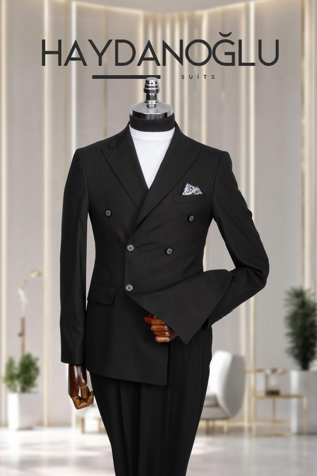 Kruvaze Takım Elbise SlimFit Siyah MS59H9