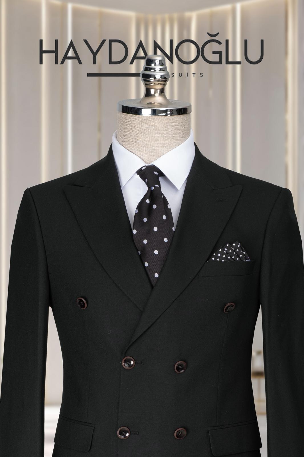 Kruvaze Takım Elbise SlimFit Siyah MS58H9