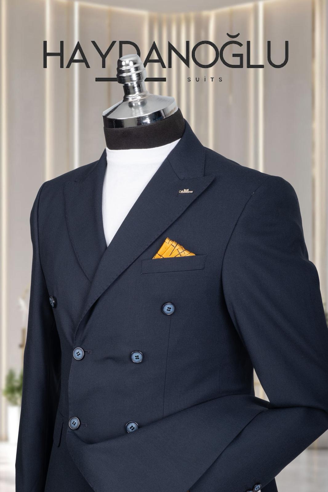 Kruvaze Takım Elbise SlimFit Lacivert MS56H9