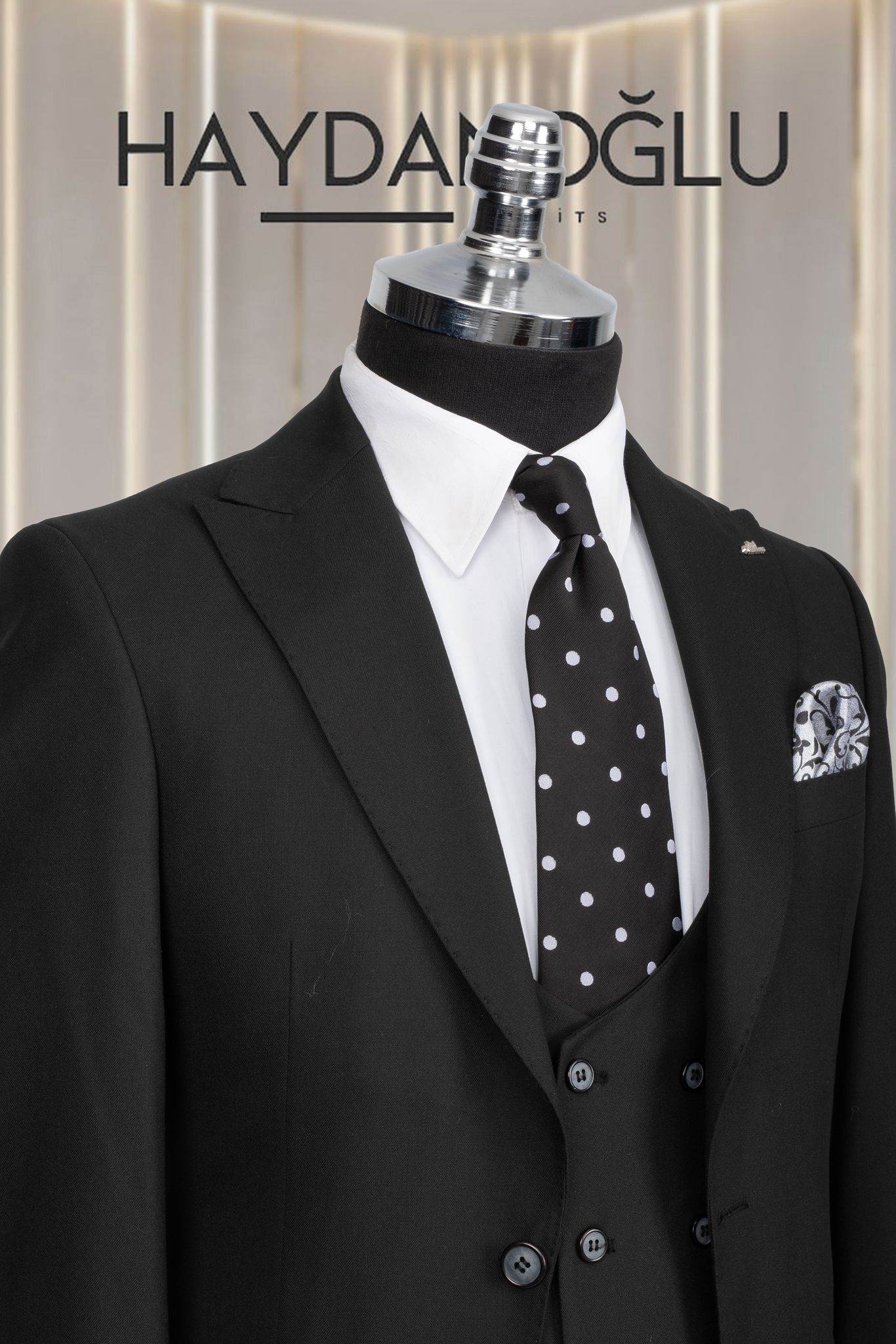Yelekli Takım Elbise SlimFit Siyah MS42H9