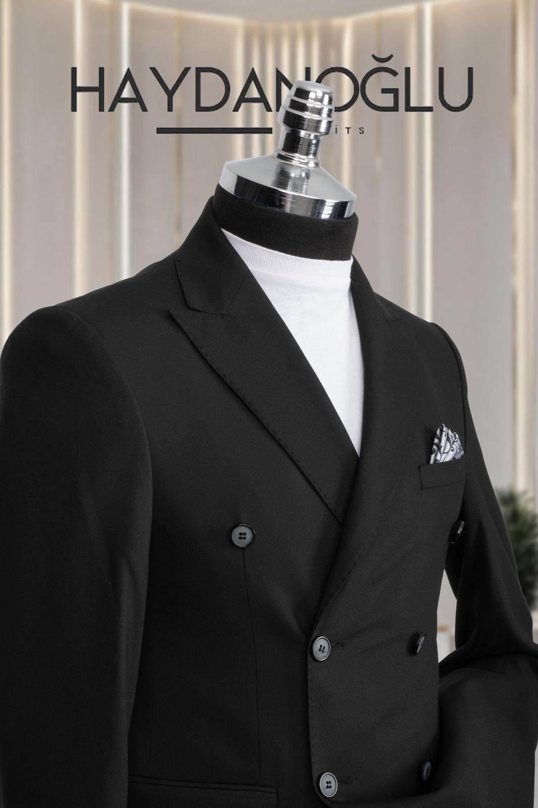 Kruvaze Takım Elbise SlimFit Siyah MS59H9
