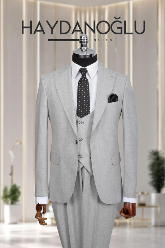 Yelekli Takım Elbise SlimFit Gri MS43H9