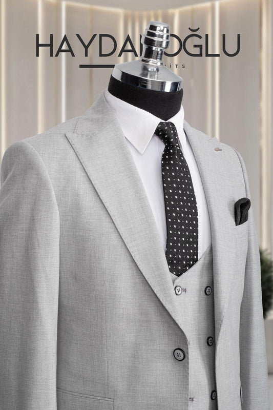Yelekli Takım Elbise SlimFit Gri MS43H9