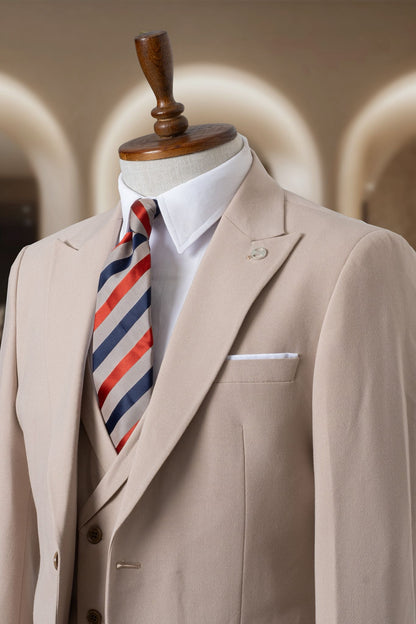 Yelekli Takım Elbise SlimFit Krem MS44H9