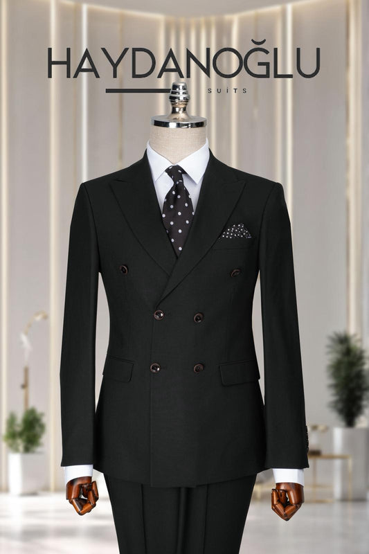 Kruvaze Takım Elbise SlimFit Siyah MS58H9