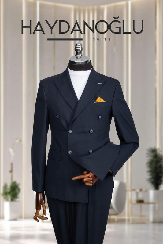 Kruvaze Takım Elbise SlimFit Lacivert MS56H9