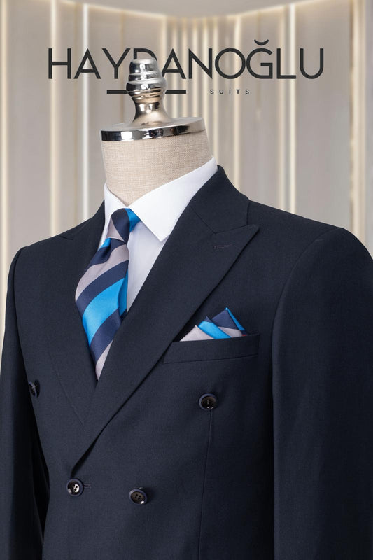 Kruvaze Takım Elbise SlimFit Lacivert MS57H9