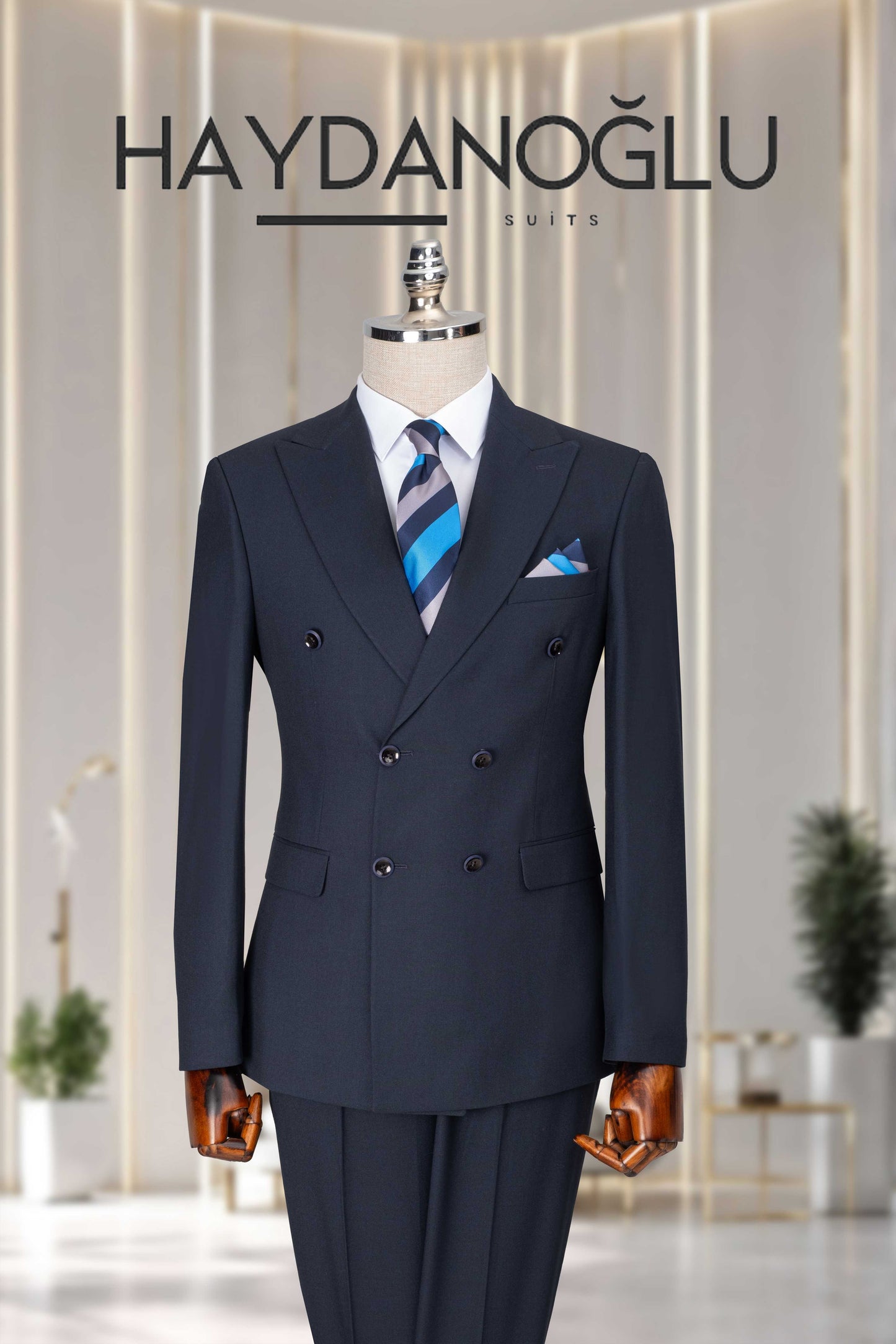 Kruvaze Takım Elbise SlimFit Lacivert MS38H9