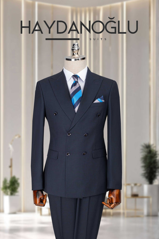 Kruvaze Takım Elbise SlimFit Lacivert MS38H9