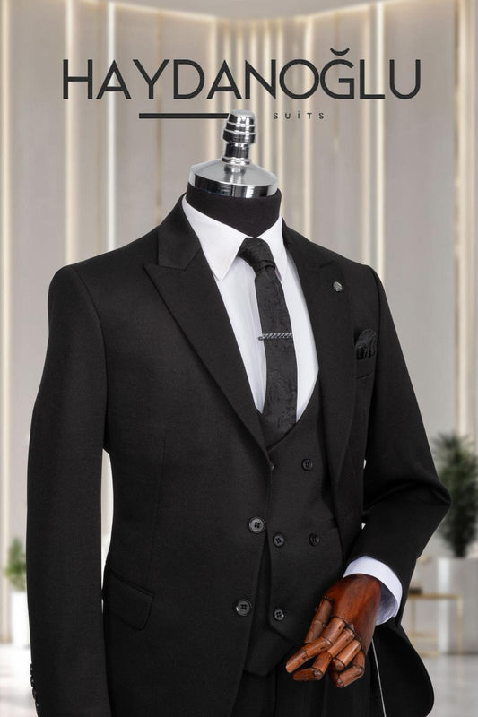Yelekli Takım Elbise SlimFit Siyah MS51H9