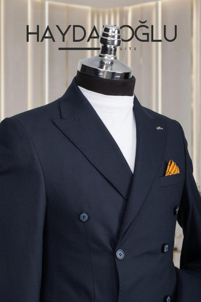 Kruvaze Takım Elbise SlimFit Lacivert MS56H9