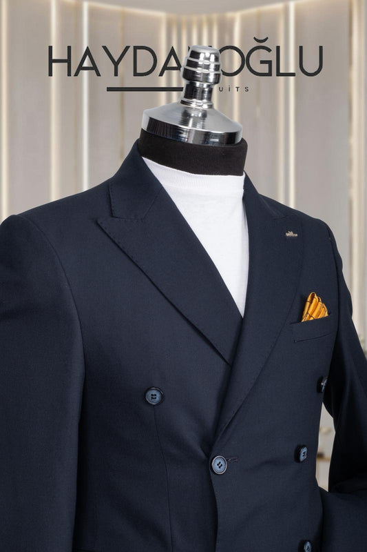Kruvaze Takım Elbise SlimFit Lacivert MS56H9