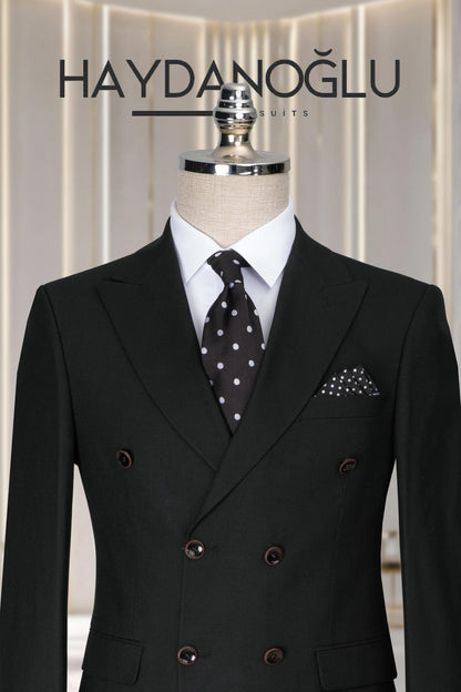 Kruvaze Takım Elbise SlimFit Siyah MS58H9