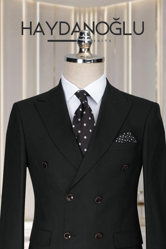 Kruvaze Takım Elbise SlimFit Siyah MS58H9