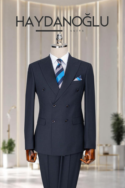 Kruvaze Takım Elbise SlimFit Lacivert MS57H9