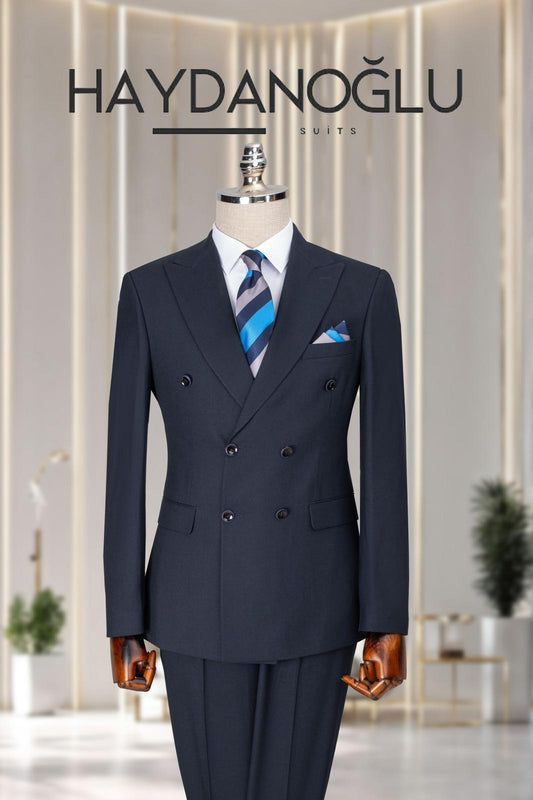 Kruvaze Takım Elbise SlimFit Lacivert MS57H9