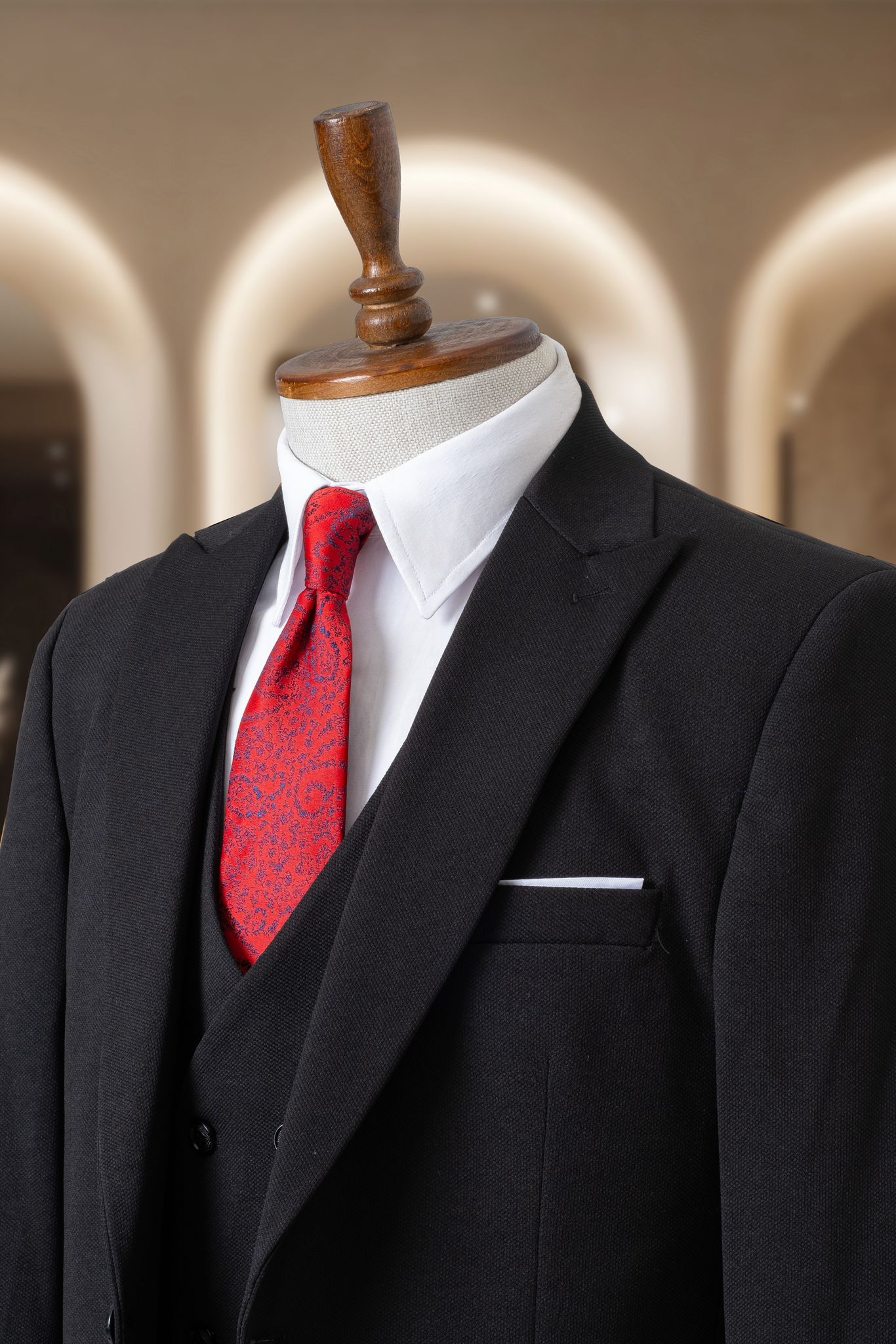Yelekli Takım Elbise SlimFit Siyah MS49H9