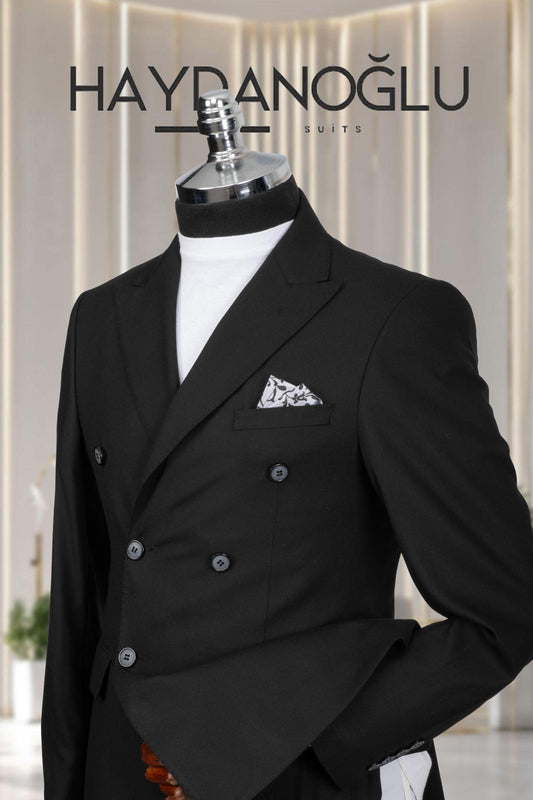 Kruvaze Takım Elbise SlimFit Siyah MS59H9