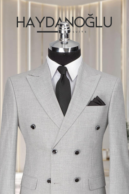 Kruvaze Takım Elbise SlimFit Gri MS55H9