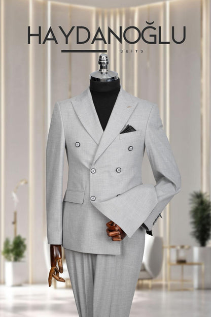 Kruvaze Takım Elbise SlimFit Gri MS53H9