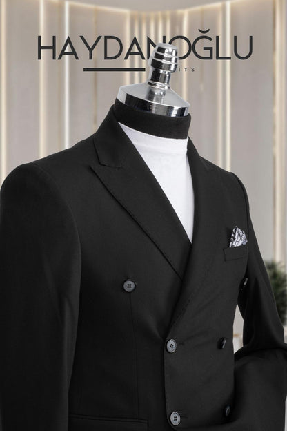Kruvaze Takım Elbise SlimFit Siyah MS59H9