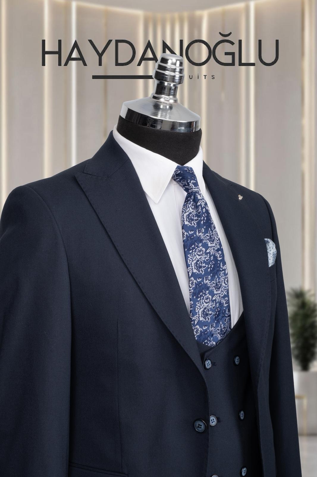 Yelekli Takım Elbise SlimFit Lacivert MS47H9