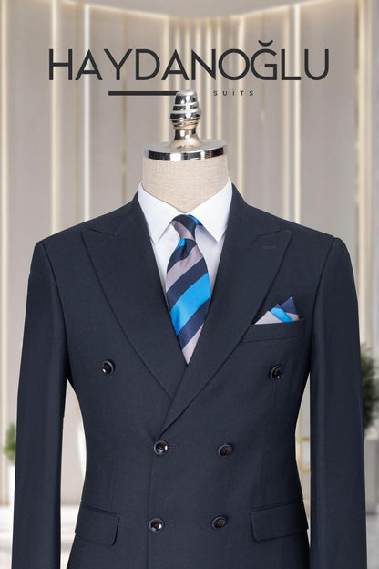 Kruvaze Takım Elbise SlimFit Lacivert MS57H9