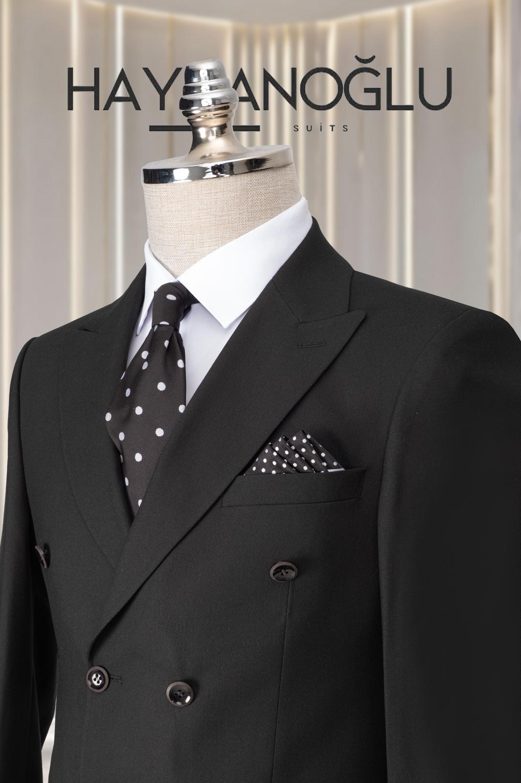 Kruvaze Takım Elbise SlimFit Siyah MS58H9