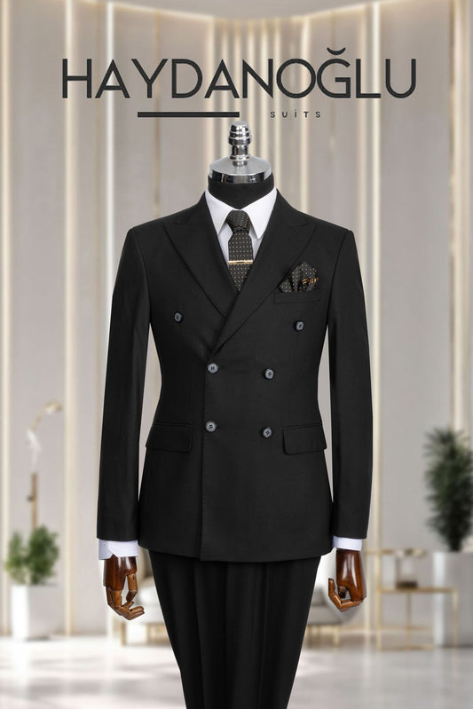 Kruvaze Takım Elbise SlimFit Siyah MS37H9