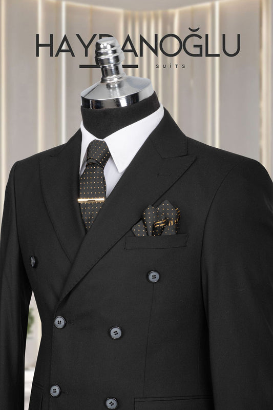 Kruvaze Takım Elbise SlimFit Siyah MS37H9